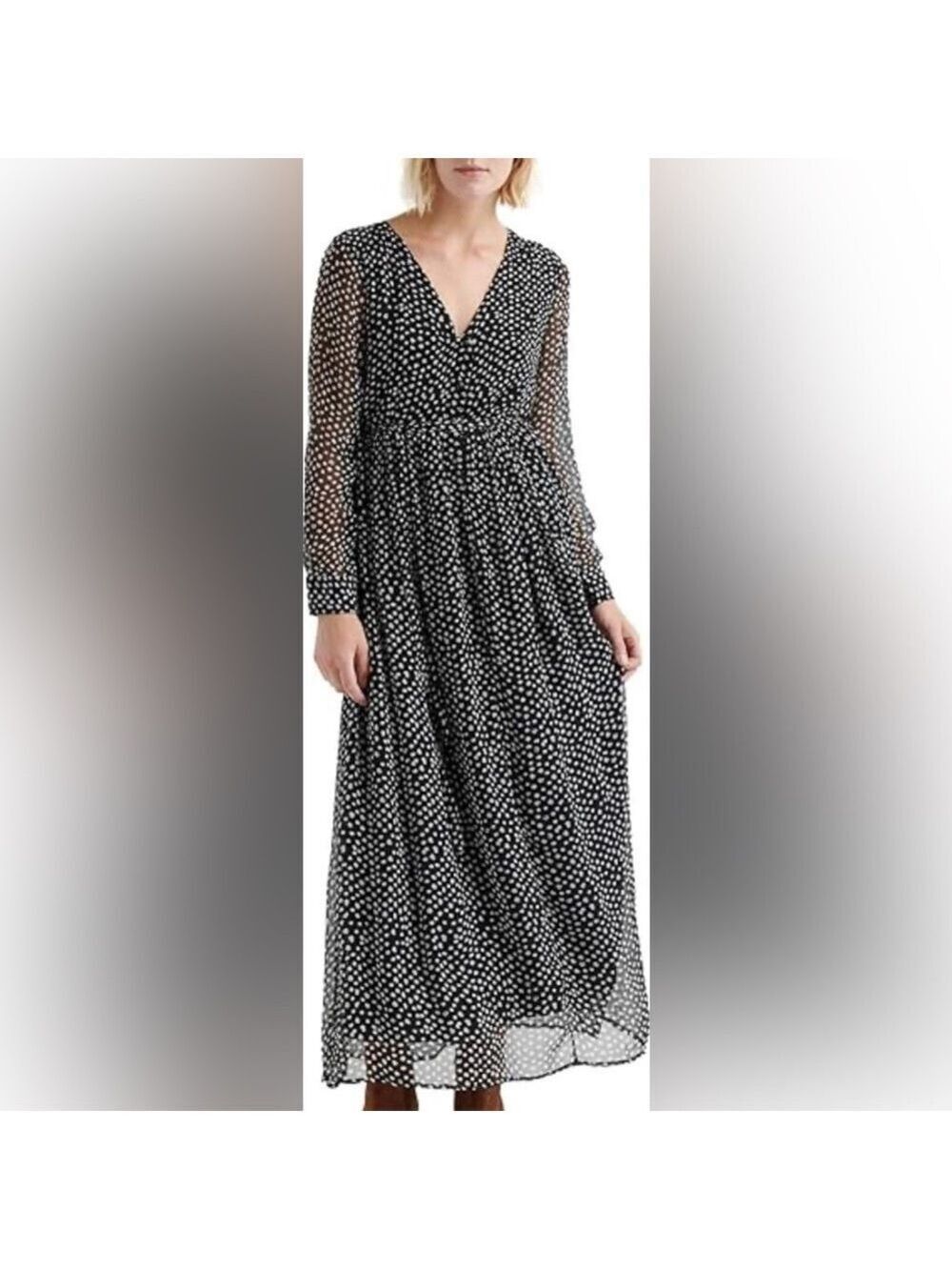 Lucky Brand Long Sleeve Polka Dot Dress XS